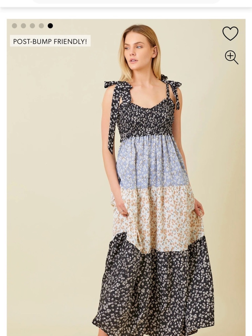 PinkBlush Womens Multicolor Floral Tier Shoulder Tie Maternity Maxi Dress Size M - Picture 11 of 12